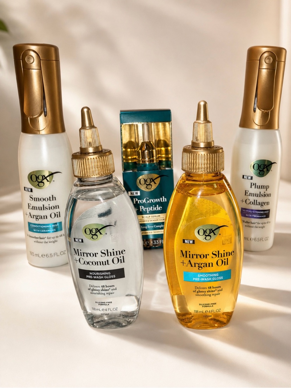 OGX Mirror Shine + Argan Oil Hair Serum Pro-growth Collagen Set